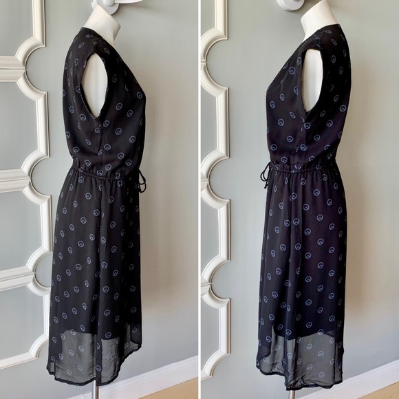 Overwatch Logo Tie Waist Chiffon Cosplay Midi Dress in Black Size Large - Picture 5 of 10